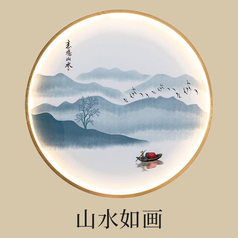 Chinese Style Wall Lamp Living Room Decoration with Light Crystal Porcelain Mural Home Decor Round Zen Free Wiring Porch Light