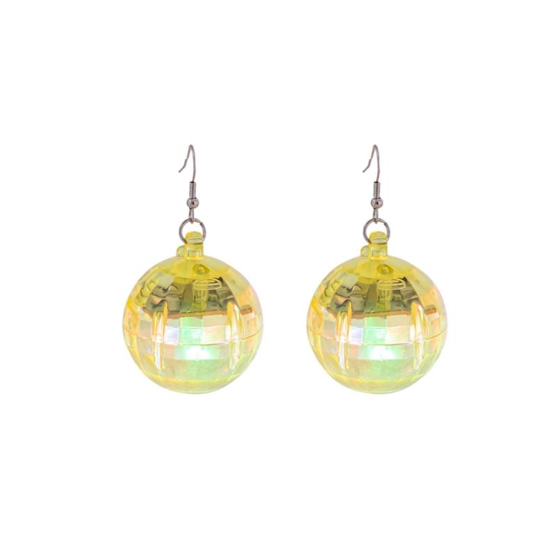 

LED Earrings Nightclub Earrings Parties Earrings Featuring Disco Balls Effect Plastic Texture Pendant Earrings for Daily жёлтый