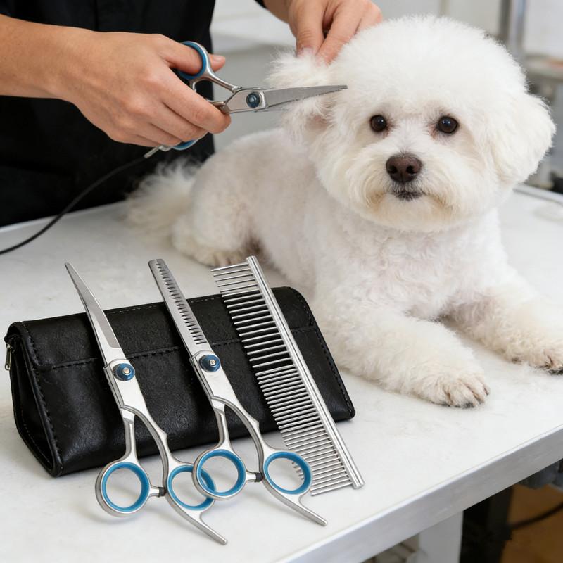 4Pcs Pet Safe Scissors - Ambidextrous Dog Grooming Shears With Safe, Round Head For Precision Trimming For Dogs & Cats