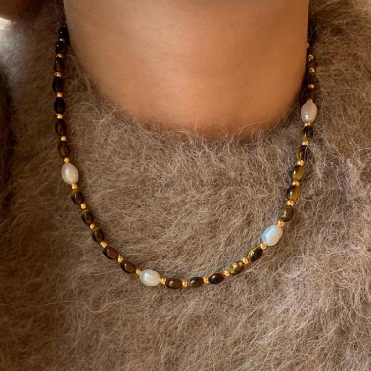 Handmade Pearls Bead Sweater Necklace Artistic Crafted Pearls Bead Sweater Necklace Retro Unisex Neck Jewelry Accessory