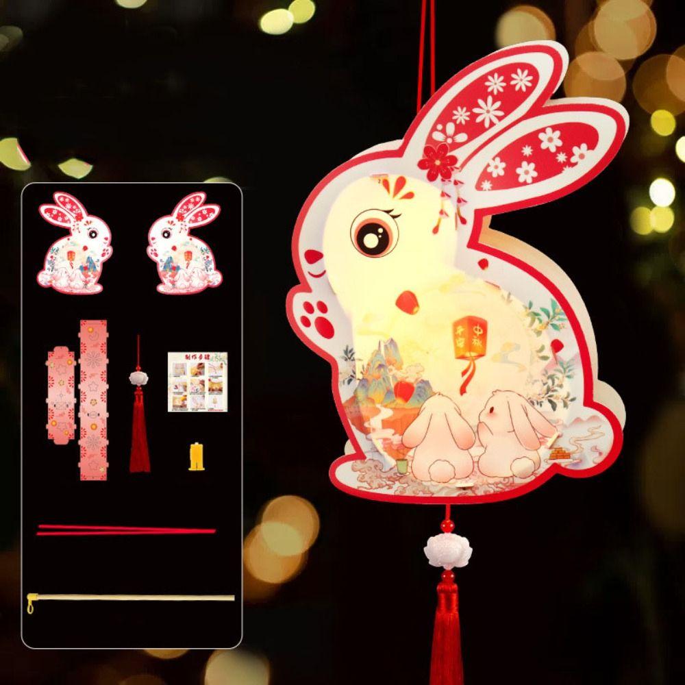 Luminous Mid-Autumn Festival Lantern Cartoon Lantern DIY Material Package Rabbit Lanterns  Gifts