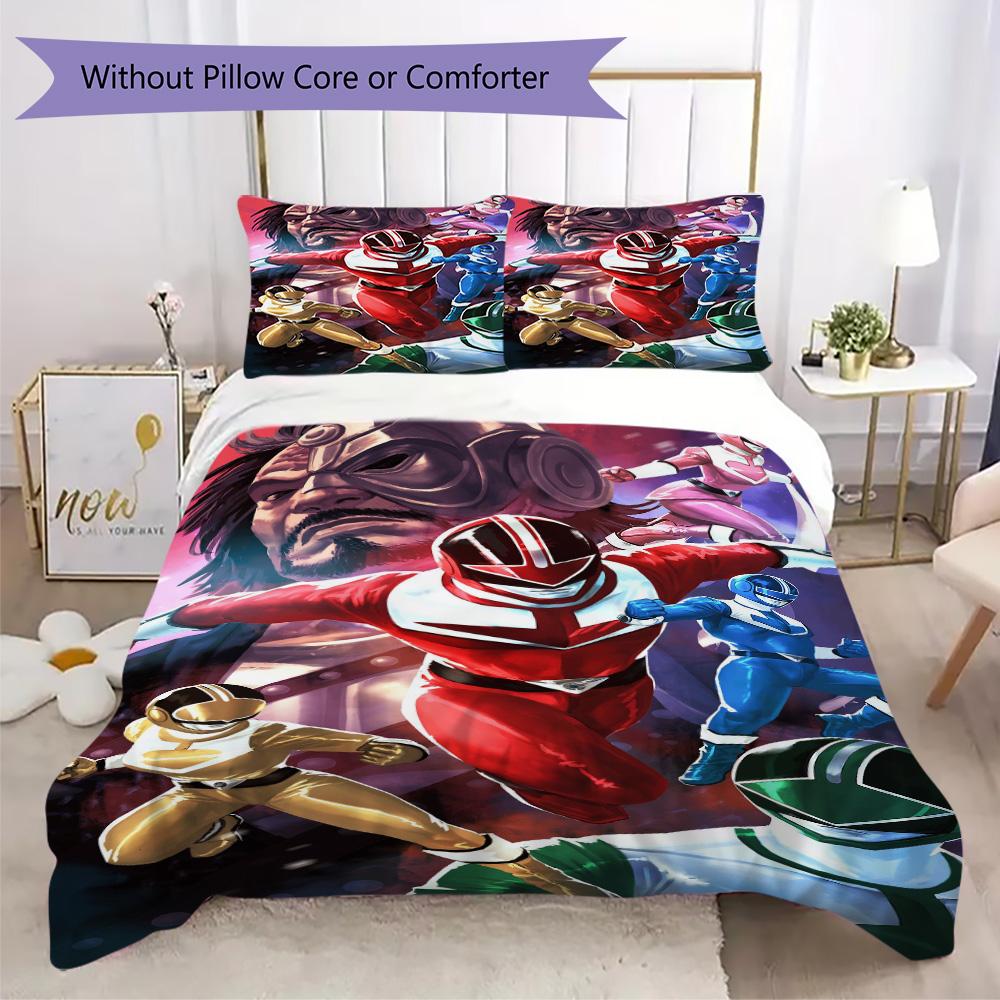 Power Rangers Pattern Bedding,Quilt Set Quilt Cover Pillowcase Home Birthday Gift (1*duvet cover+2*pillowcase,without core)XSJT0917275