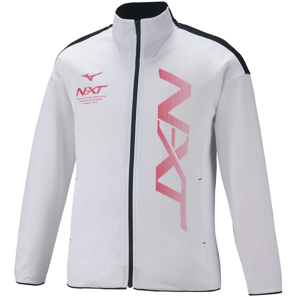 Mizuno And Size 32JC1210 N-XT Warm-Up Jacket, Sweat-Wicking Quick-Drying, White, S,