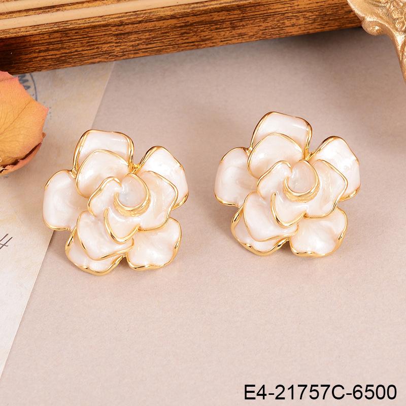 Retro flower earrings New Chinese French Chinese antique spring and summer versatile drip oil enamel senior design earrings