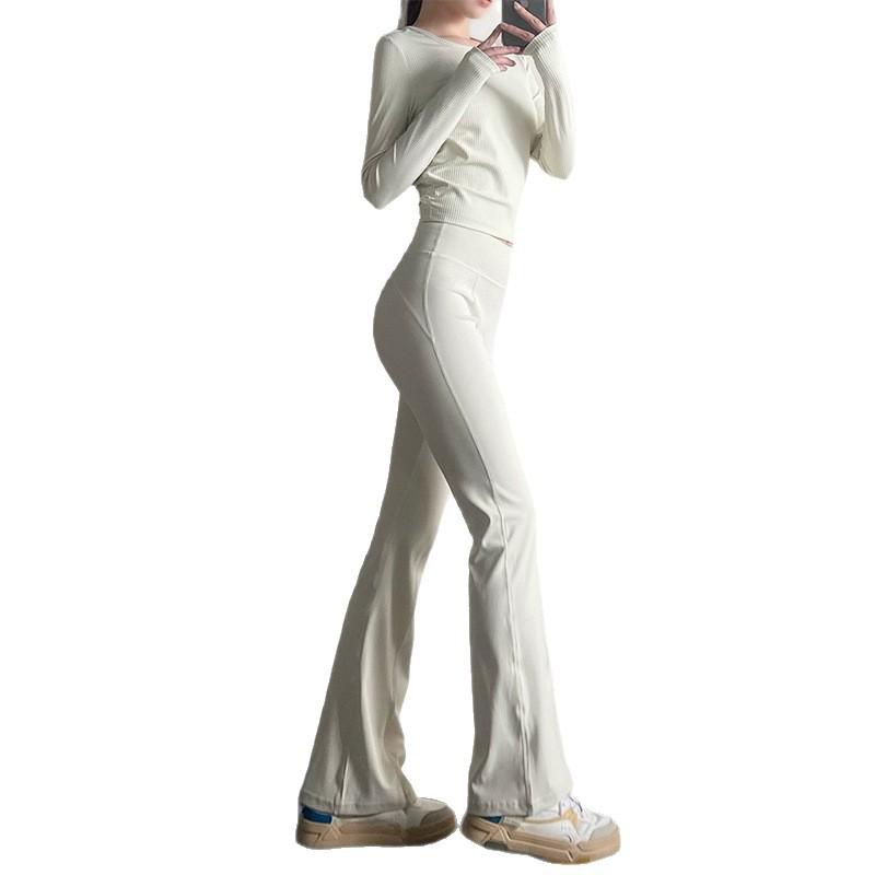 Womens High-Waisted Yoga Pants Wide-Leg Flared Leggings Workout Gym Fitness Casual Wear