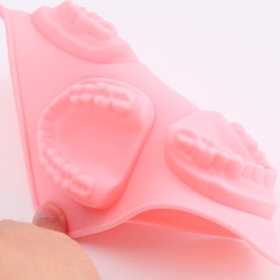 Silicone Ice Mold DIY Funny Gift Pink 4 Hole Tooth-shaped Ice Making Tray Kitchen Supplies