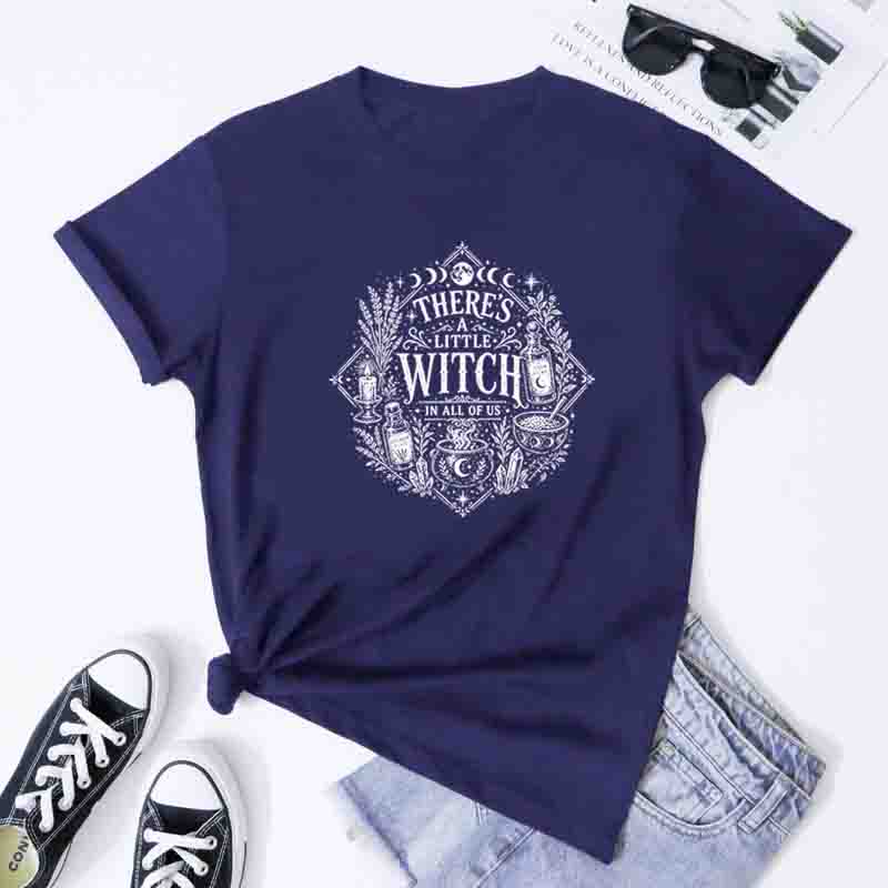 Theres A Little Witch In All Of Us Tee Gothic Witchy Mama Halloween Party Gift Shirt Aesthetic Unisex Mystical Occult TShirt