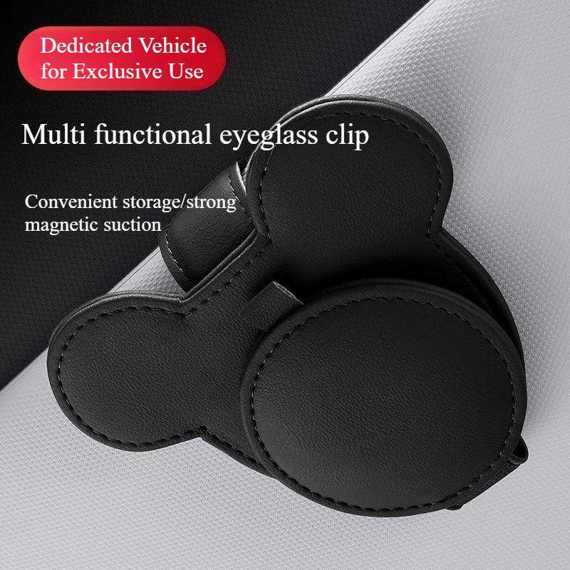 PU Leather Car Sunshade Glasses Clip Multi-functional Sheet Card Bag Sunglasses Storage Creative Ticket Clip