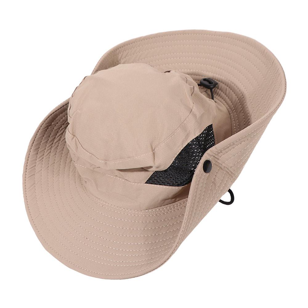 Windproof Men Fisherman Hat Rope Anti-UV Fishing Cap Breathable Portable Big Visors Beach