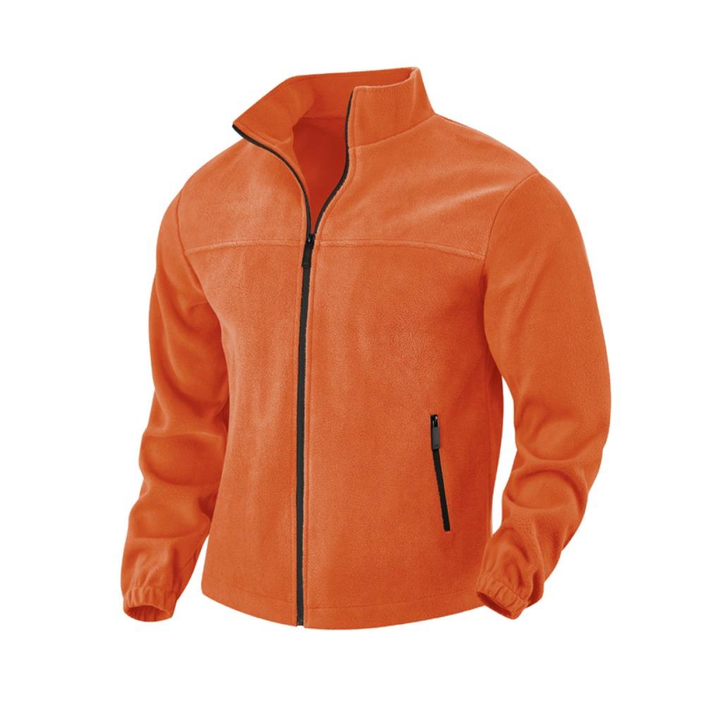 

Luxury Mens Fleece Coats Fashion Solid Zip Up Stand Collar Jacket Men Leisure Long Sleeve Loose Outerwear Mens Jacket Black Grey XXXL оранжевый