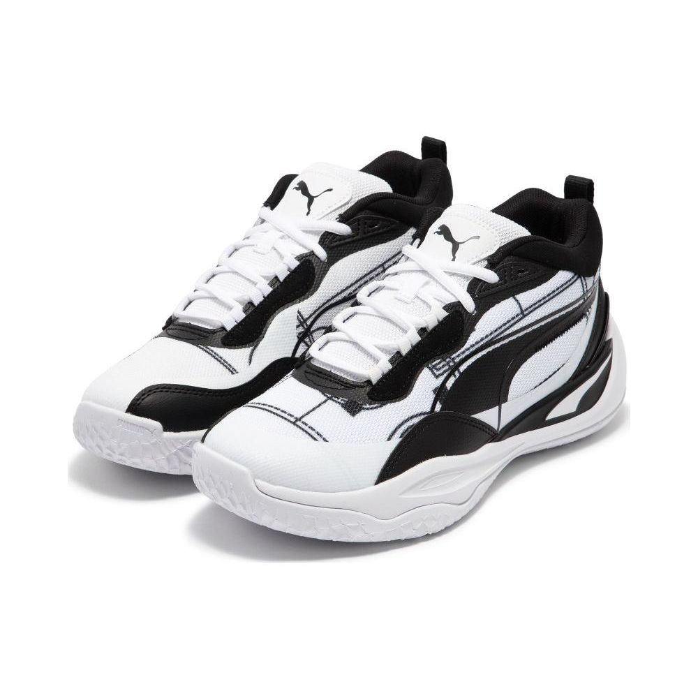 PUMA Playmaker Pro Courtside Unisex Low Top Basketball Shoes Black White 378324-01