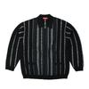 Gepunkteter Streifen Reißverschluss Strickjacke Schwarz