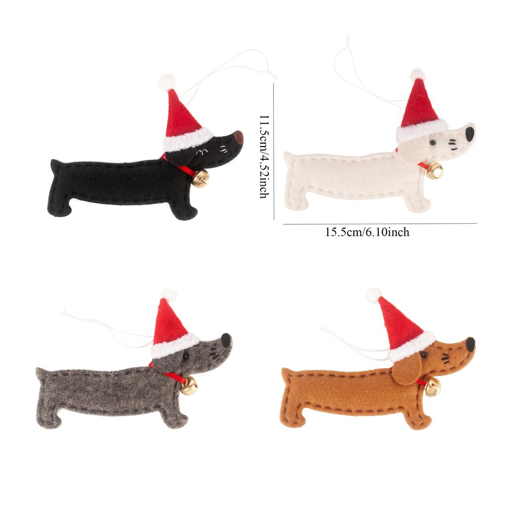 1pc Christmas Decor Mini Cute Felt Wool Dachshund Christmas Tree Hanging Decorative Pendant Xmas Navidad New Year Party Gift