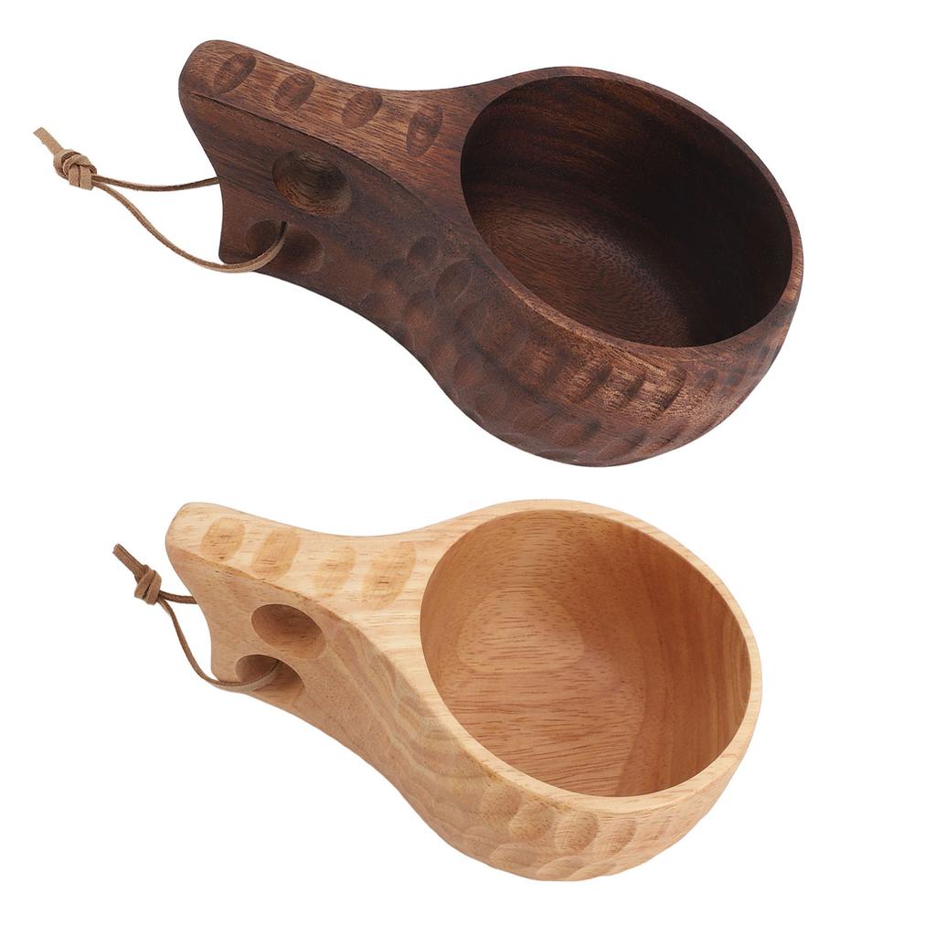 350ML Wooden Cup with Handle Portable Multifunctional Wood Mug Drinking Cup for Coffee Tea Milk Beve