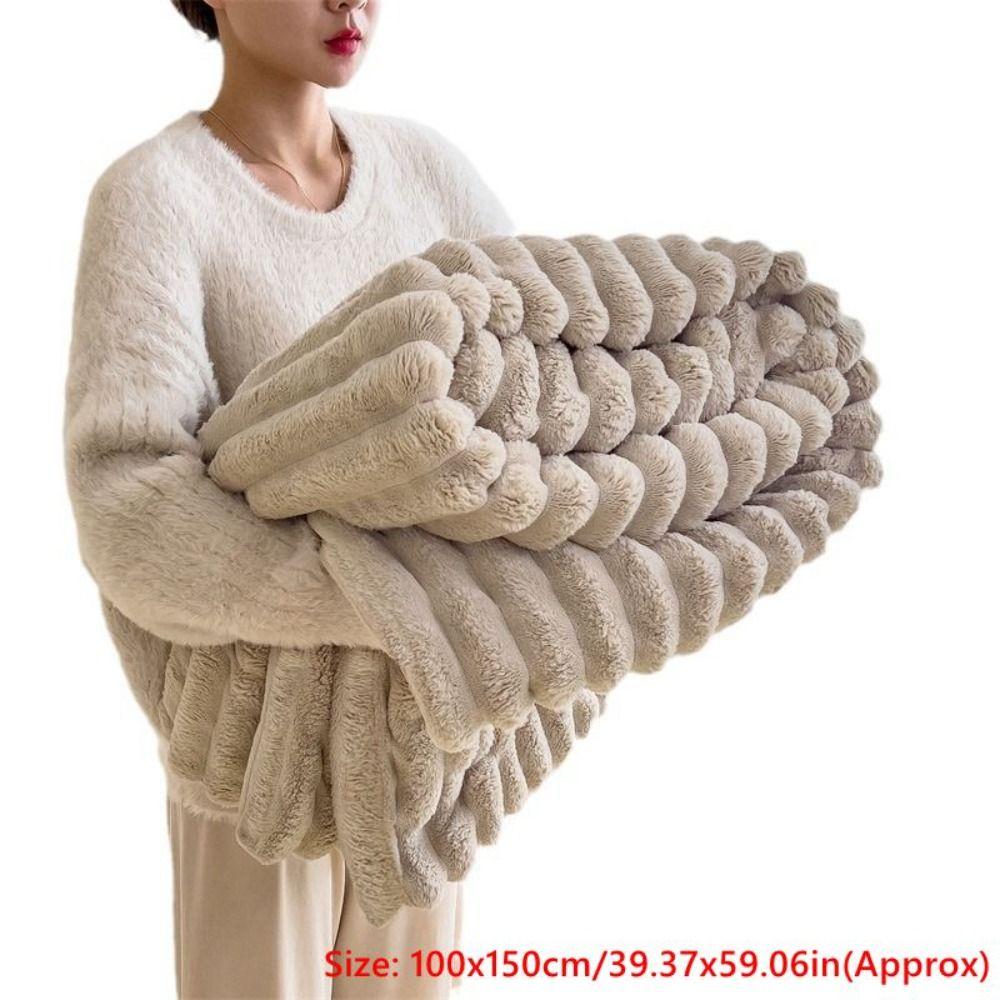 Warm Warm Blanket Double Sided Conditioning Quilt New Plush Striped Blankets