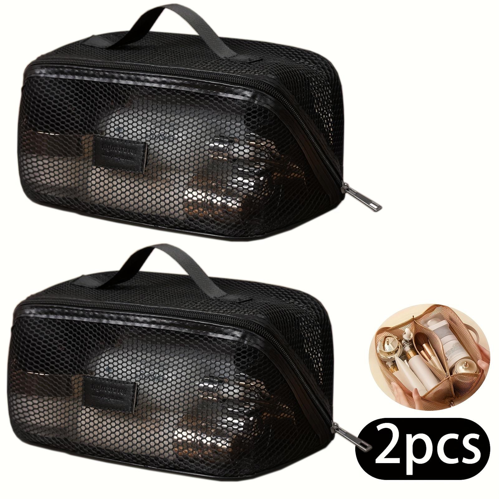 

2 Pcs Large-Capacity Mesh Makeup Bags, Women S Multifunctional Zipper Storage Bags, Portable Storage Bags, Made Of Polyester, Beauty Product Color B