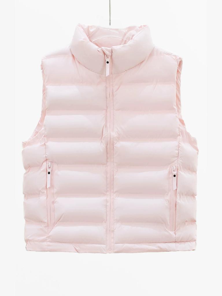 Autumn and winter glue-pressed locking vest, women's stand-up collar sleeveless cotton clothing vest, physical stall to get goods