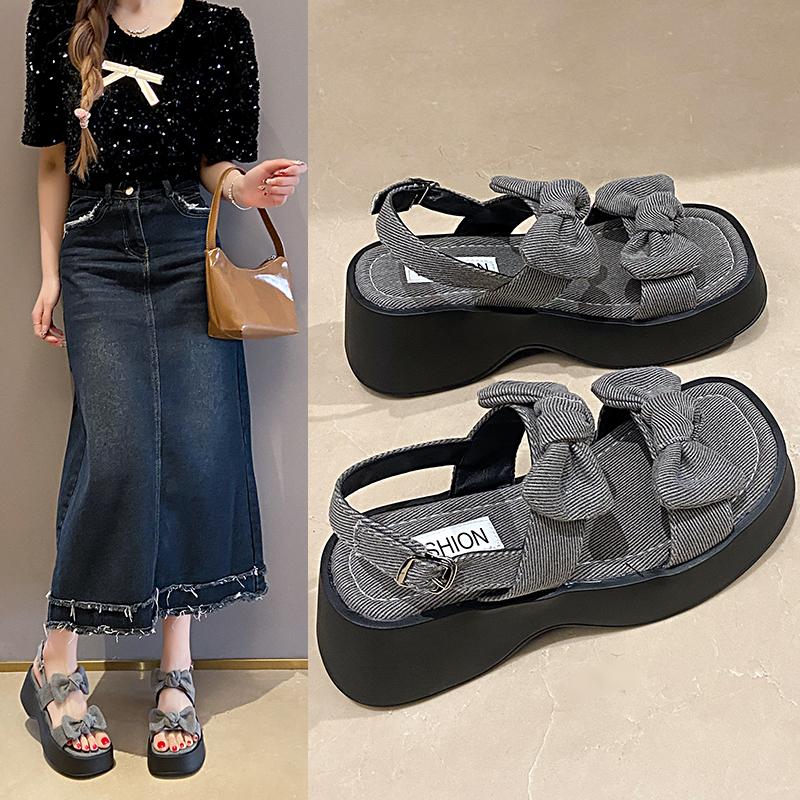 Fashion Pearl Sandals High Heels Comfort Shoes for Women Increasing Height All-Match Med Suit Female Beige High-heeled Girls Clogs Gladi