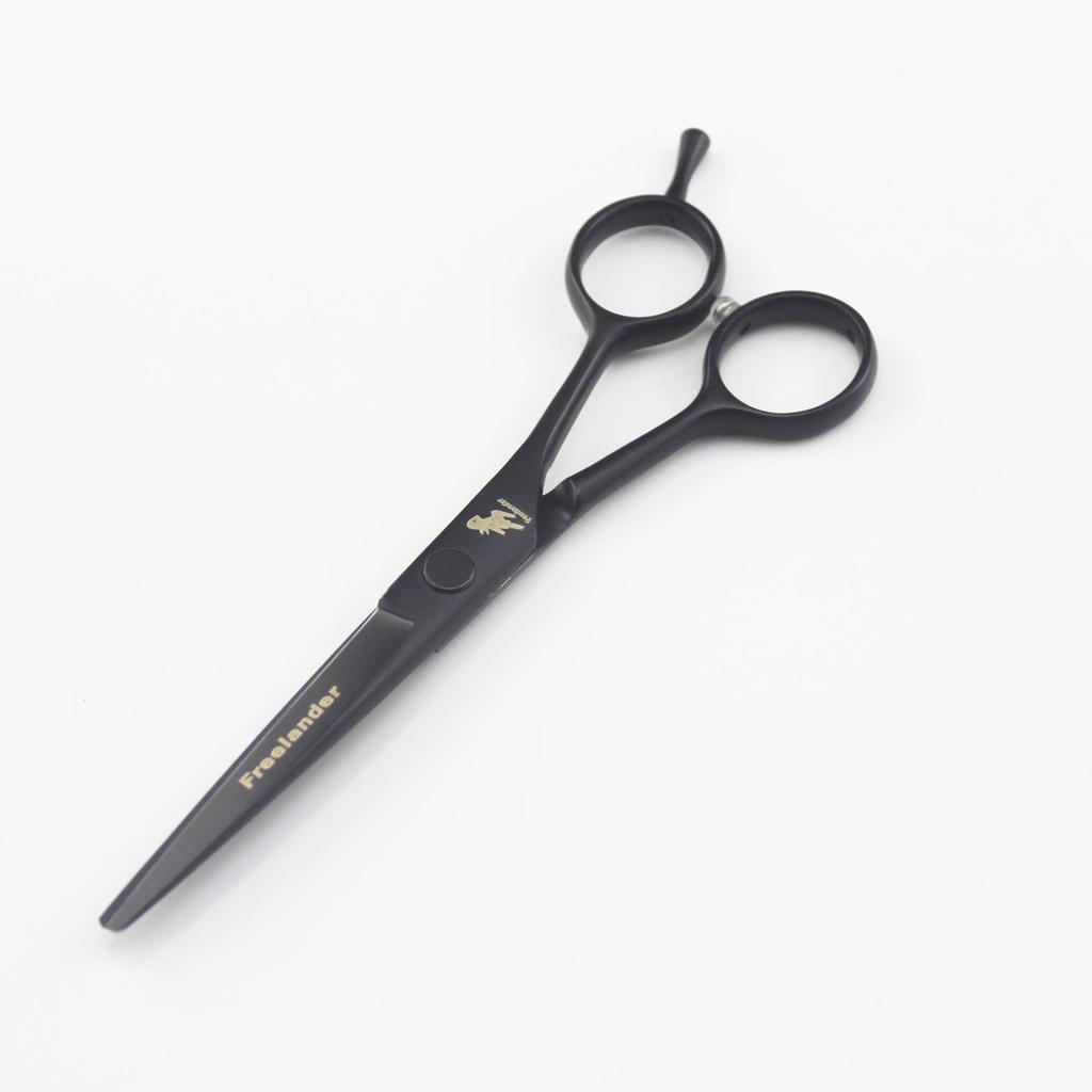 Black Hairdressing Scissors Set: 4”, 5”, 5.5” Straight Shears for Bangs and Barber Use