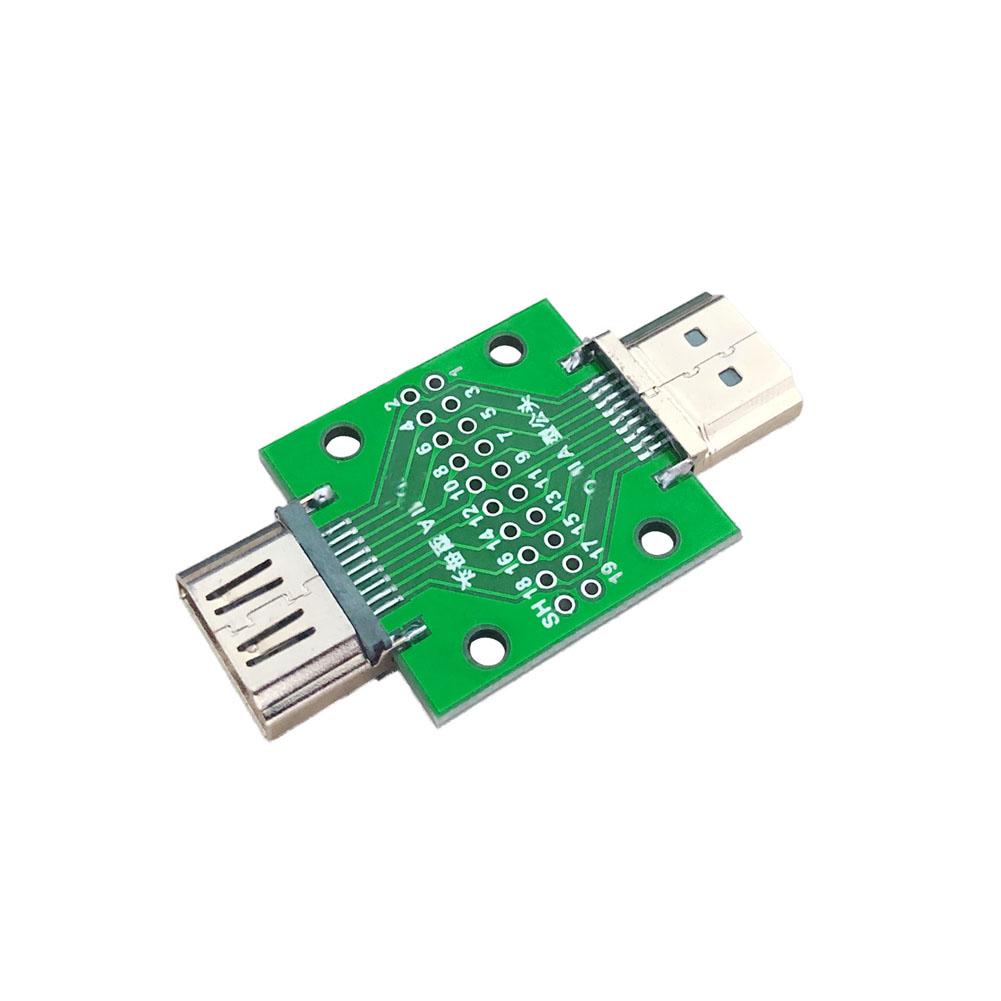 Male to Female Test Board MINI Test Connector With Board PCB 2.54mm Pitch 19 Pin DP HD A Female To Male Test Board Adapter 1PCS
