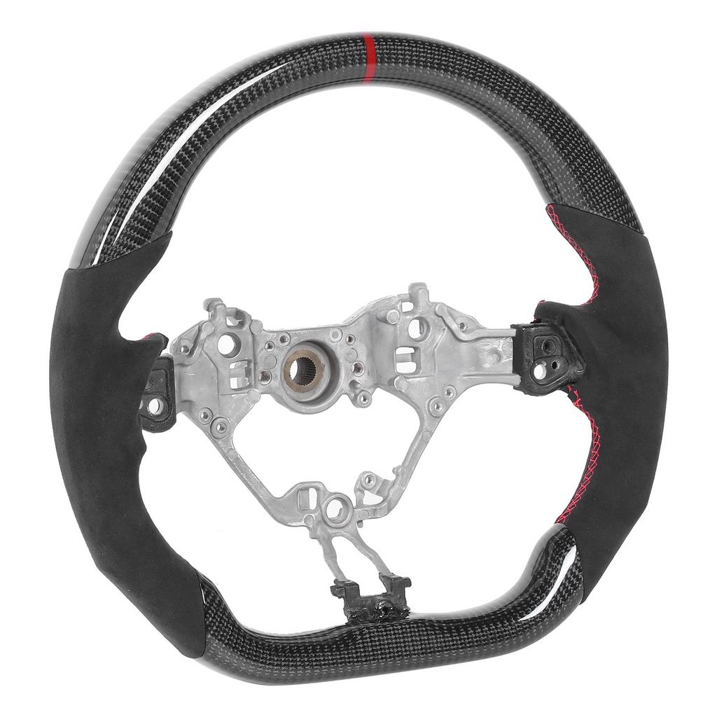 Carbon Fiber Steering Wheel Suede Hand Grips Red Stitching Fit for Subaru BRZ 2017 2020