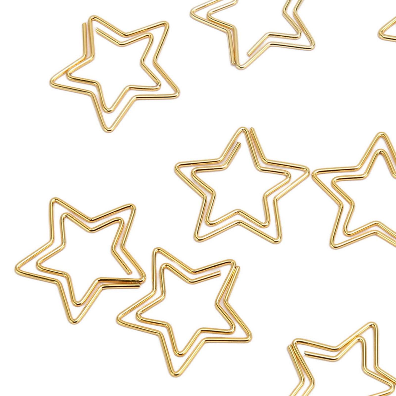 

100pcs Star Paper Clips Skid Resistance Plating Process Rust Resistant Cute Paperclips For Office School золотистый
