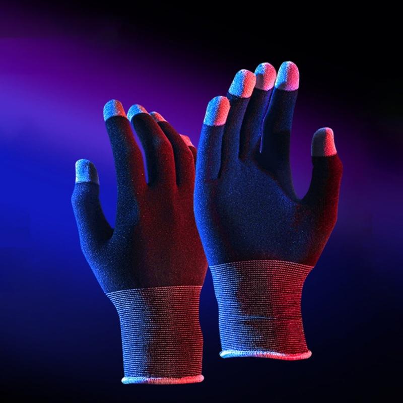 1 Pair Highly Sensitive Five Finger Thumb Sleeve Anti-Sweat Non-Scratch Breathable Compatible for E-Sports Gaming Gloves