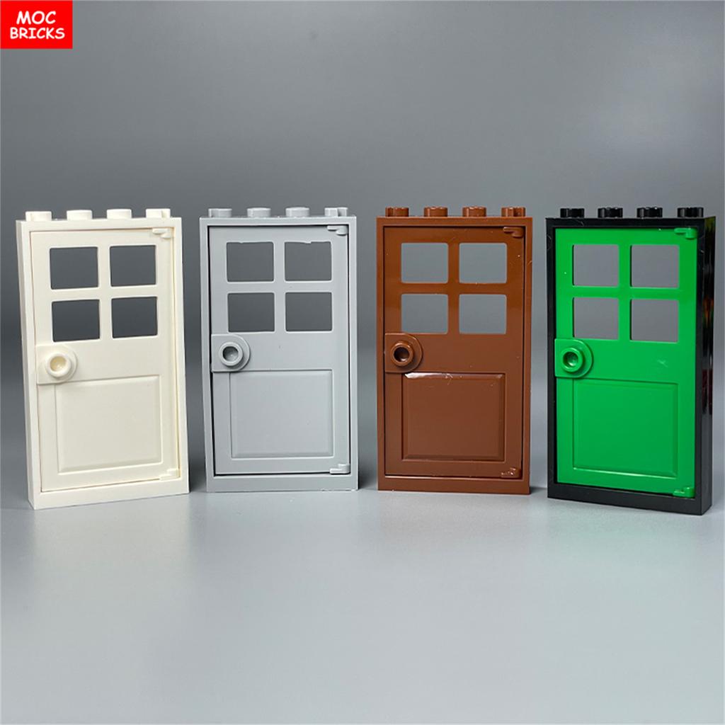 MOC Bricks Door 1x4x6 Window Fence Gate DIY Garden House Architecture Accessories Building Blocks Children's Toys