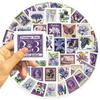 50 Purple Retro Stamps Graffiti Stickers Decorate Guitar Laptop Suitcase DIY Waterproof