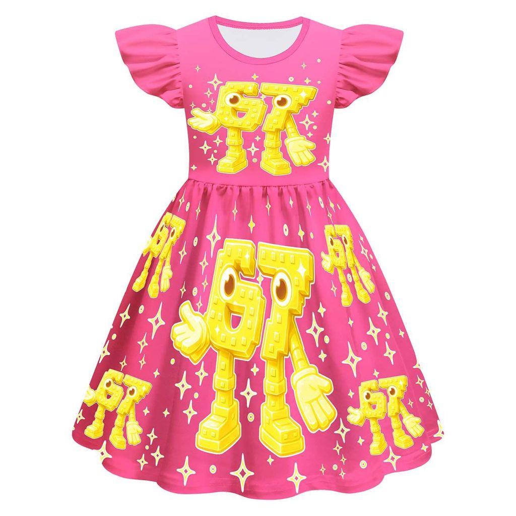 82833 Kids Girls Steal a Brainrot 67 Six Seven Print Ruffle Sleeveless Princess Dress