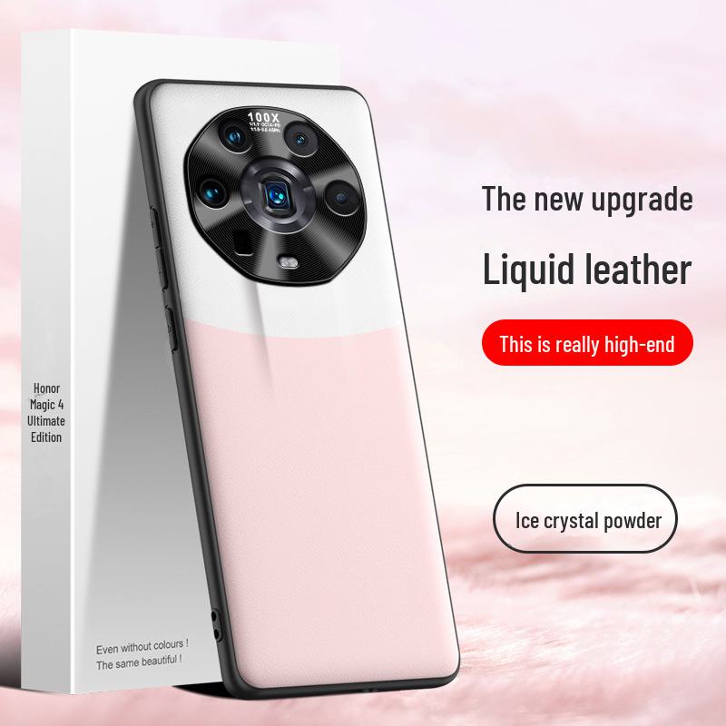Liquid leather protective cover for Honor Magic 4 Ultimate Edition - anti-fall, one-piece design, ready to ship.
