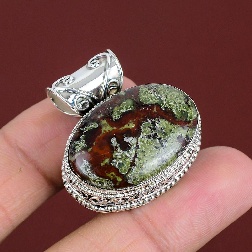 Dragon Bloodstone Pendant Handmade Jewelry Real Gemstone Pendant 925 Sterling Silver Pendant Vintage Pendant Gifts For Her Brand New Jewelry