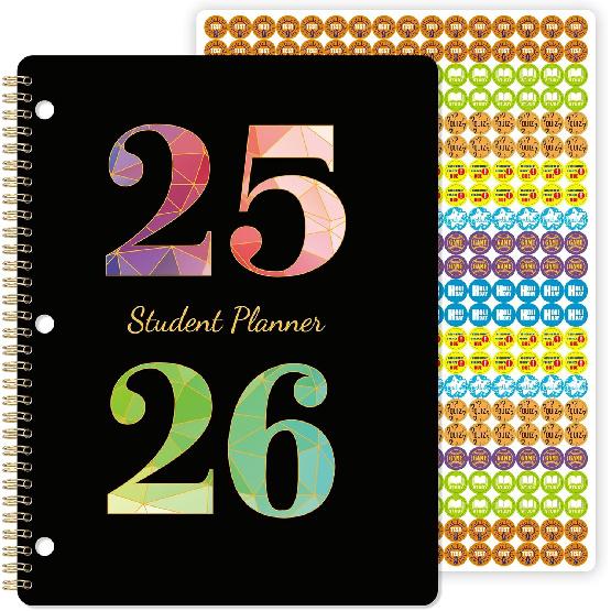 Student Planner 2025-2026 - Academic School Planner from Jul. 2025 - Jun. 2026, 8.5" × 10.8" Weekly Lesson Organizer, Strong Twin-Wire Binding, 12