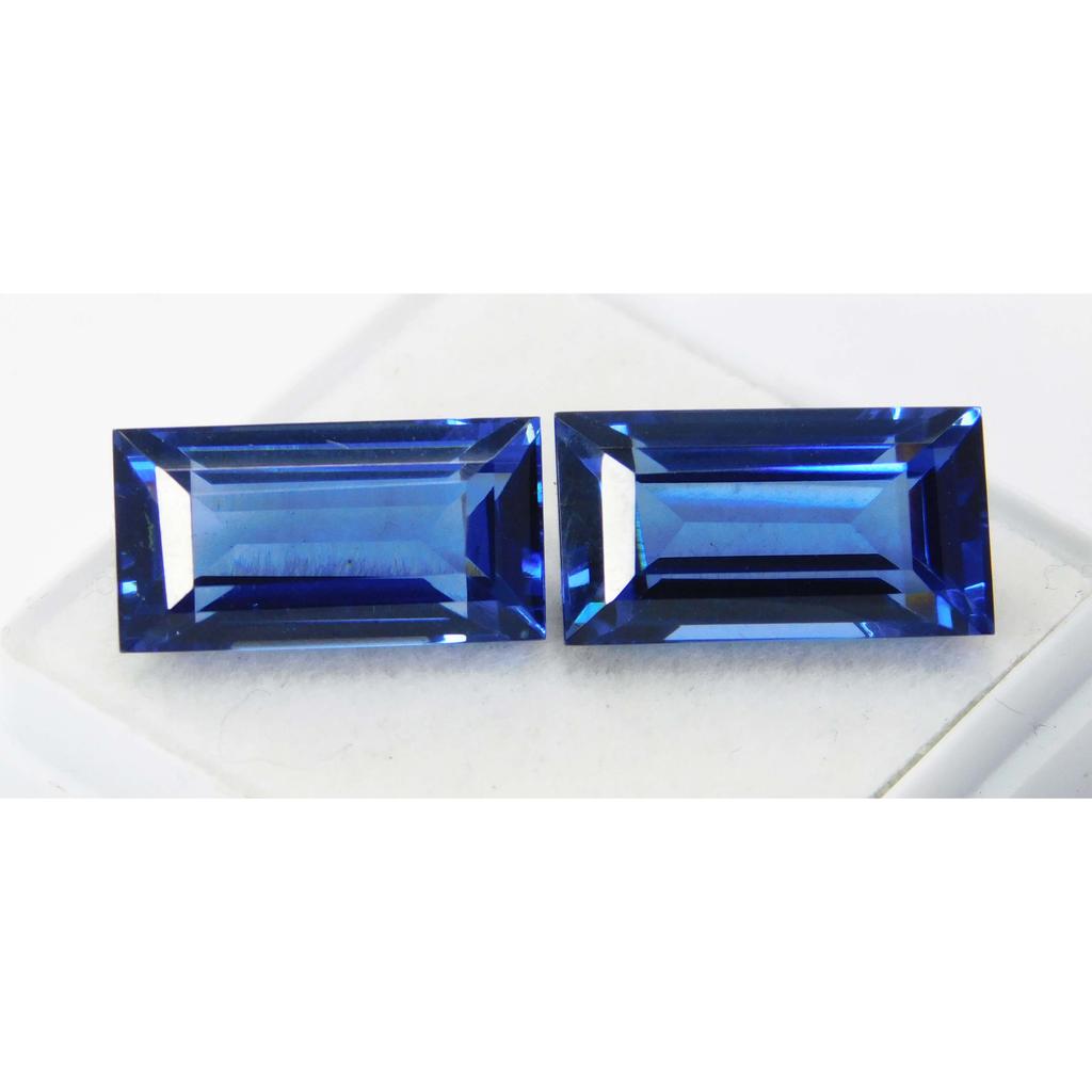Emerald Shape 18 Carat NATURAL Blue Sapphire CERTIFIED Loose Gemstone Pair A-1652