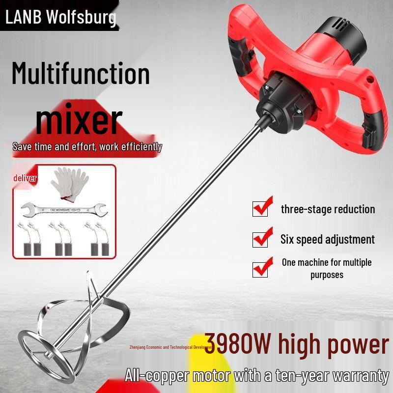 High-Power Mixer for Putty, Cement, Paint, and Meat