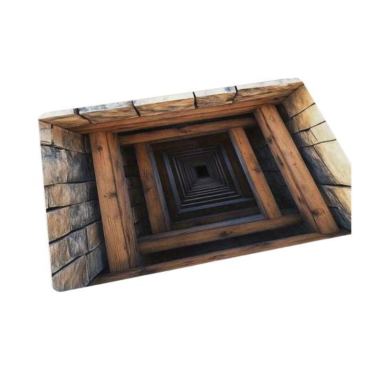 3D Hole Floor Rug Optical Illusion Floor Mat Realistic Bottomless Pit Doormat Non-Slip Bathroom Rug