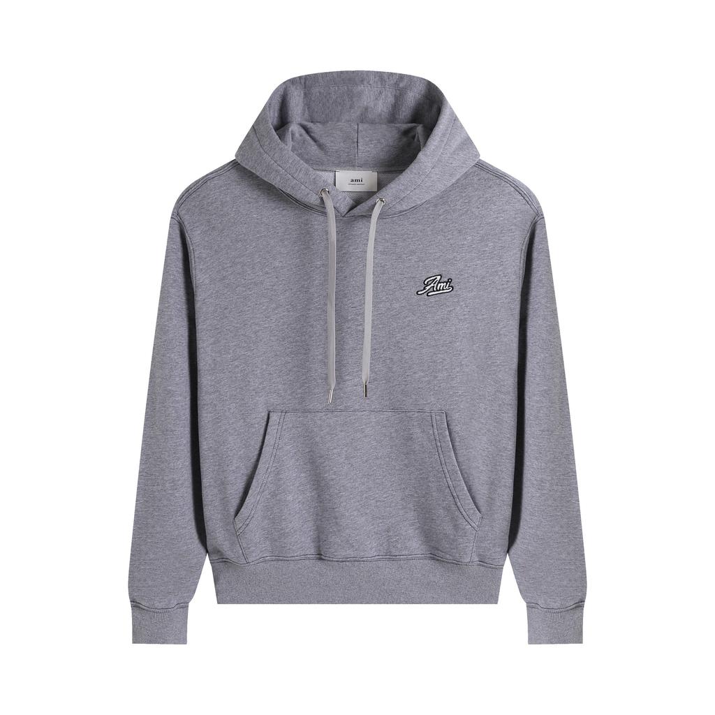 AMI 2025 Autumn and Winter New Letter Embroidery High-quality Cotton Men Hooded Sweatshirt