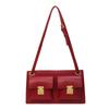 New Double Pocket Underarm Bag For Women Unique Design Retro Lock Buckle Single Shoulder Solid Color PU Crossbody Bag Trend