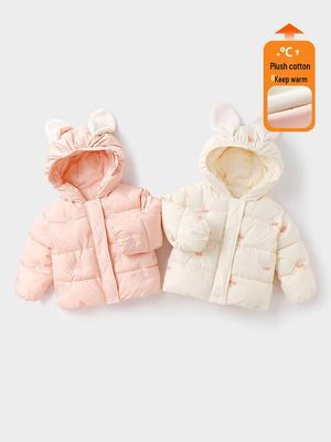 Winter 2025 Girls' Stylish Hooded Cotton Jacket – Warm Padded Coat for Kids