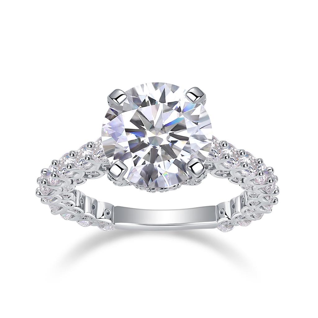 Fashion S925 Silver Ring Children'S Niche, Light Luxury And High Sense Stacking Wearing 5 Carat Moissanite Ring