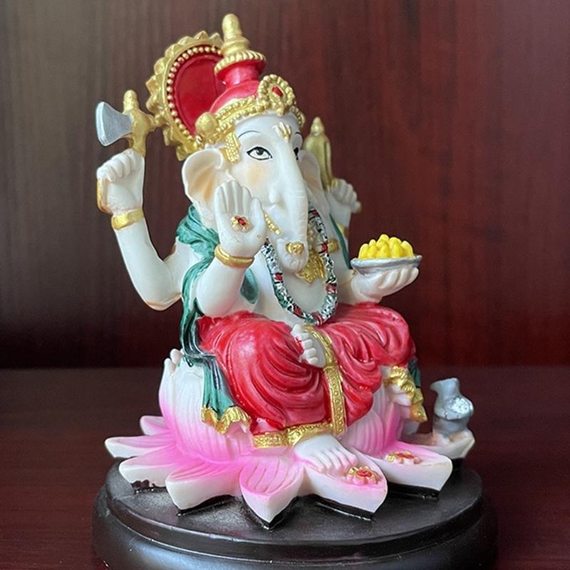 Artistic Hindu Ganpati Idol Handpainted Meditations Decors Resins Elephant God Ganpati Statue Spiritual Religious Gift