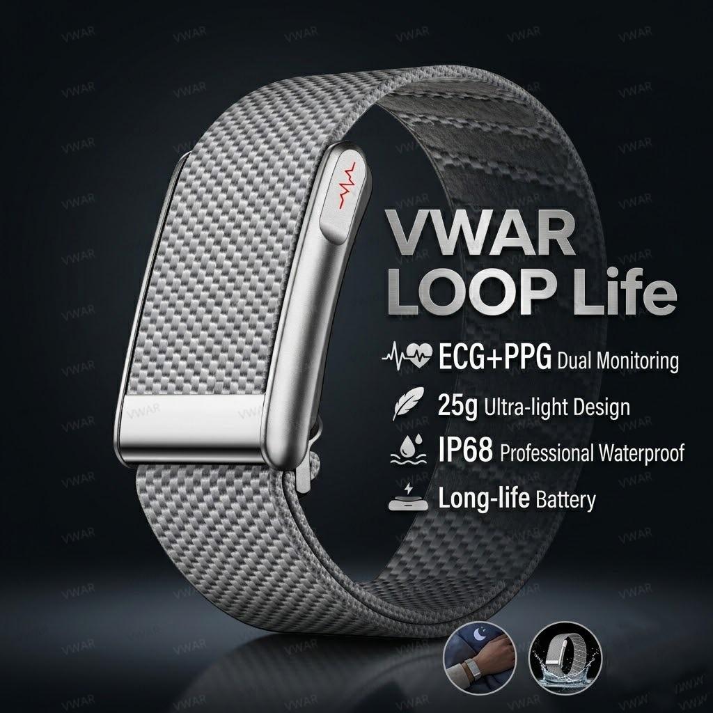 VWAR Loop Life Fitness Tracker EKG+PPG SpO2 Sport Smart Armband Herzfrequenz Blutdruckmessgerät Schrittzähler Smartwatch Armband
