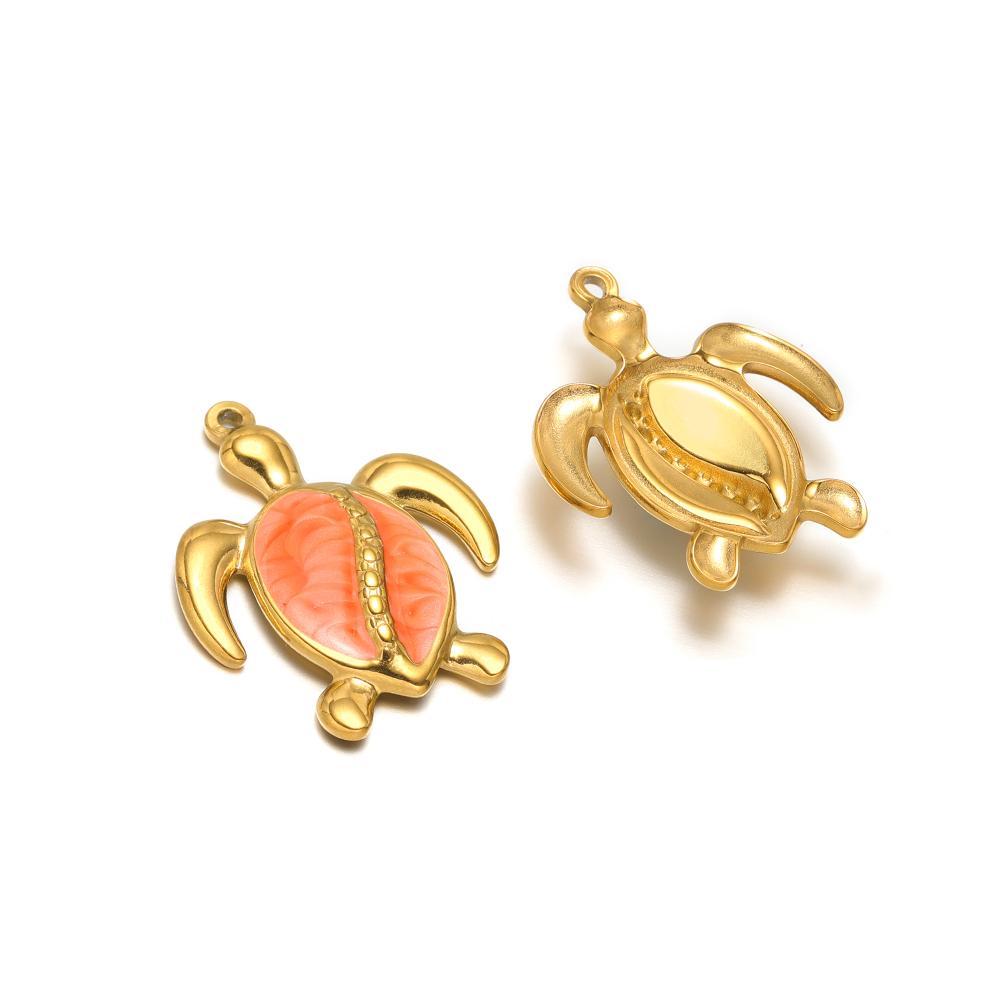 5pcs Stainless Steel Enamel Tortoise Gold Charms Exquisite Turtle Pendant DIY Jewelry Necklace Findings Bracelet Earrings Making