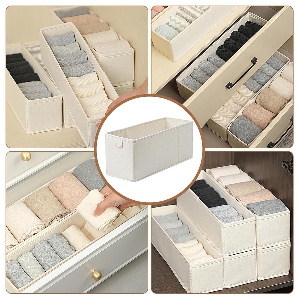 Long Storage Container Bin Stackable Space-Saving Fabric Storage Bins Efficient Storage Sock Underwear Organizer for Socks