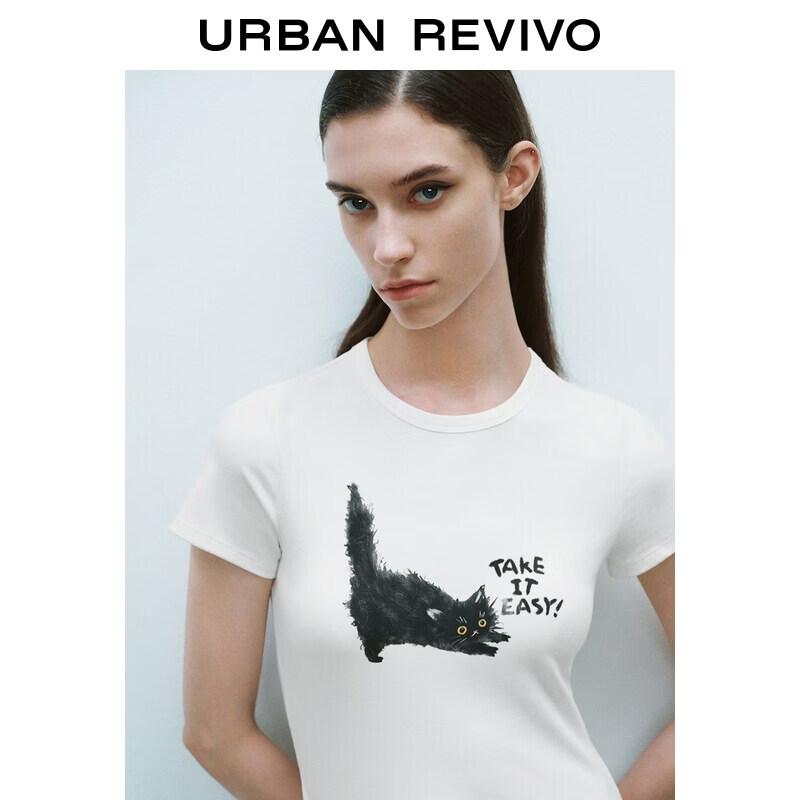UR2026 Women s Fun Cat Print Short Sleeve T-Shirt L