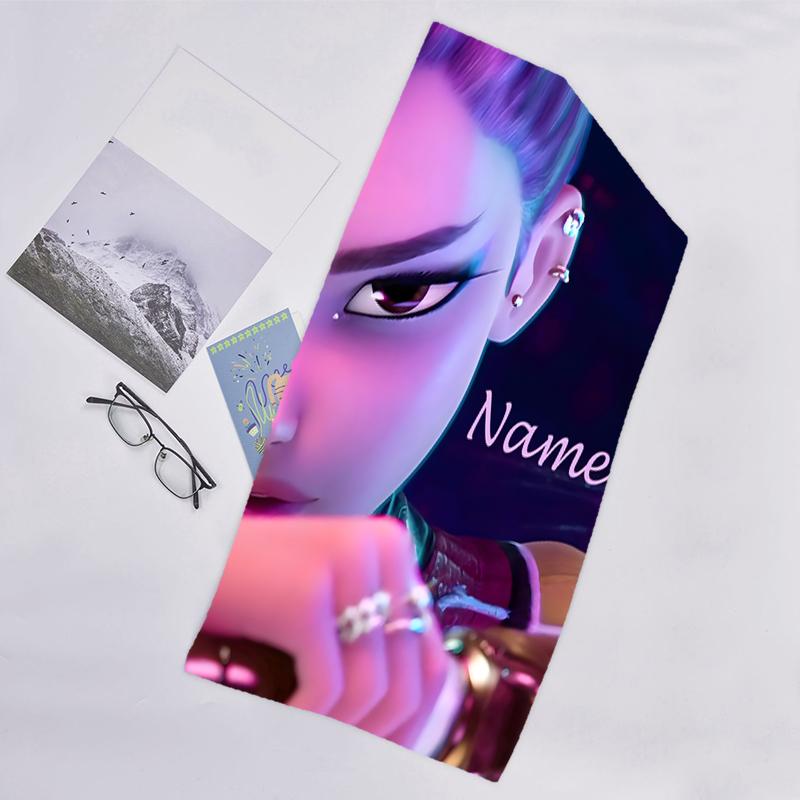 1pc KPop Demon Hunters33 Beach Towel with Custom Name, Beach/Swimming/Bath/Picnic/Camping Towel, Suitable for Seaside Beaches