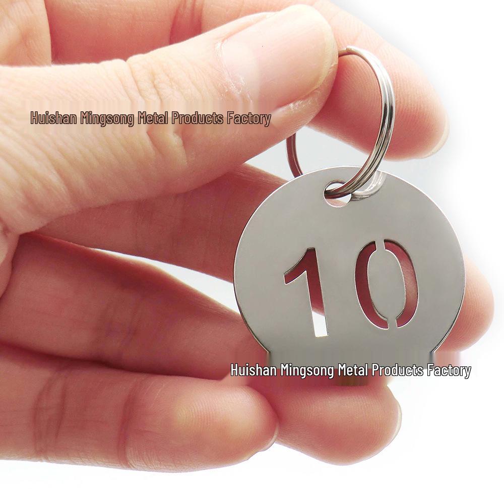 Stainless Steel Numbered Keychain Tag - Anti-Loss ID Pendant