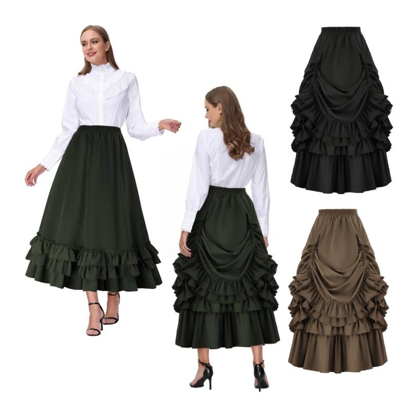 Victorian Women Dress Ball Gown Skirt Medieval Renaissance Wedding Costume Party