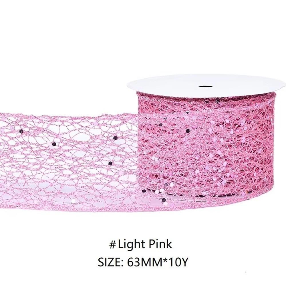 10 Yards/Roll Wired Edge Ribbon Glitter Sequins Organza Ribbon  Christmas Tree Decor