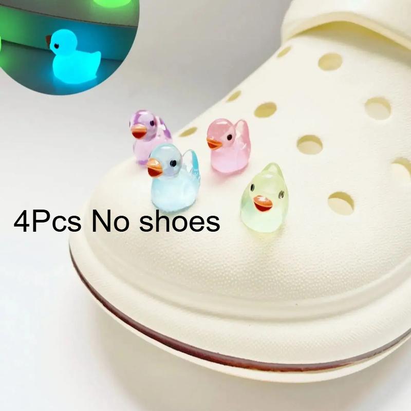 4pcs Duck Design Shoe Decorations, Fashionable Glow In The Dark Accessories For Clogs